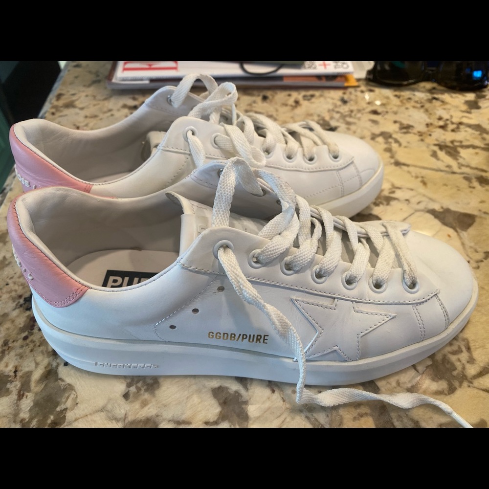 Golden Goose Pure Star shoes size 37 white with Pink, come with box and dust bag